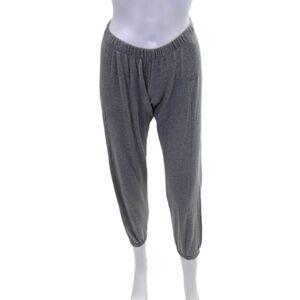 WSLY Womens Elastic Waistband Logo Knit Jogger Pants Gray Cotton Size XS